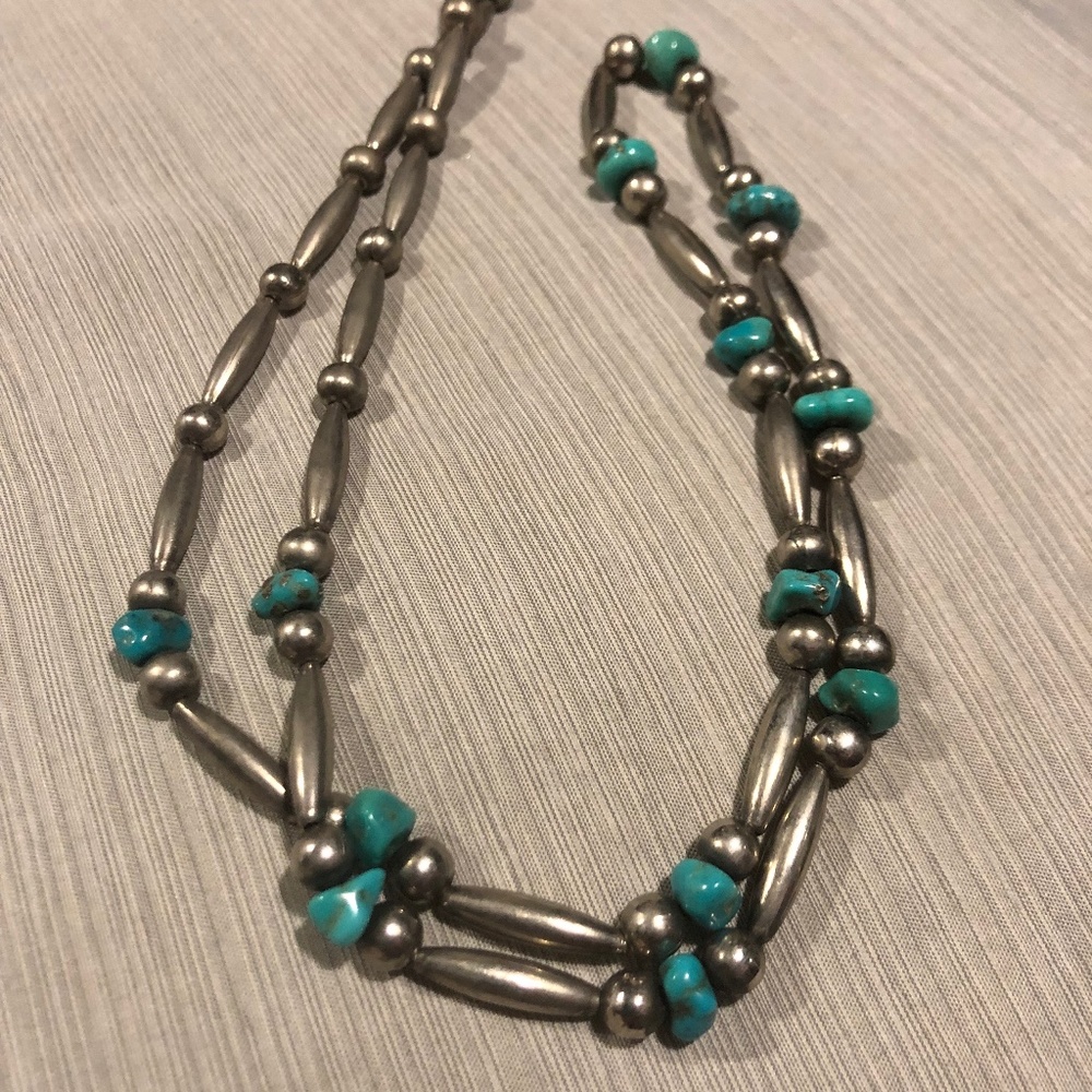 Genuine Turquoise & Silver Necklace